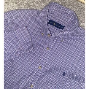 Polo Ralph Lauren‎ Shirt L Red/White/Blue Short Sleeve Blue Pony Checked Plaid